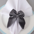 Handmade dark grey velvet bow napkin ring for elegant table setting and party decor - Gray