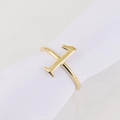 Minimalist golden vertical bar napkin ring with a polished mirror finish on a stand - Number 1 / Gold
