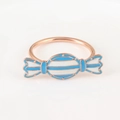 Servilletero oro rosa con caramelo de esmalte azul para decoración de mesa festiva - Esmalte Azul