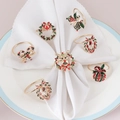 Christmas napkin ring set with bells and wreaths on white plate for table decoration - Christmas Series Set (ZWZ-XMS-159)