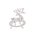 Silver geometric reindeer napkin ring in zinc alloy with a modern faceted metal design - Geometric Elk / Silver