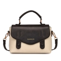 Borsa a tracolla minimalista in PU bicolore bianco e nero con scritte dorate e manico - Bianco Patchwork