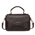 Borsa a tracolla vintage marrone scuro con patta a busta e finiture in bronzo - Marrone