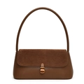 Braune Retro-Achseltasche aus Leder mit Leoparden-Textur und Vintage-Metallverschluss - Braun