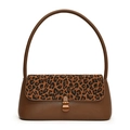 Braune Unterarmtasche mit Leopardenmuster, Vintage-Schnalle und glattem Tragegriff - Brauner Leopard