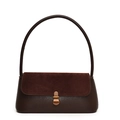 Dunkelbraune Retro-Achseltasche mit Wildlederklappe und Vintage-Metallschnalle - Retro Kupfer