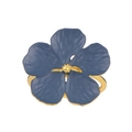 Rond de serviette fleur bleue élégant avec étamines dorées pour décoration de table - Bleu Encre
