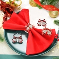 Christmas napkin ring set with double red bells and crystal embellishments for table decor - Christmas Double Bell Bowknot Style (铃铛xms-637)