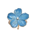Blue enamel plum blossom napkin ring with gold petals and white pearl accent - Napkin Ring / Navy Blue