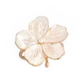 Exquisite white enamel plum blossom napkin ring with a central pearl on a gold metal band - Napkin Ring / Pearl White