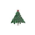 Grüner Emaille Weihnachtsbaum Serviettenring mit rotem Strass und silbernem Finish - Grün