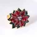 Christmas poinsettia napkin ring with red and black enamel and sparkling crystals - Napkin Ring (Red and Black)
