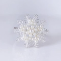 Rond de serviette flocon de neige argenté orné de perles avec une finition polie - Flocon de Neige de Perles Argent