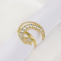 Elegant gold crescent moon and star napkin ring with rhinestones for table decor - Rhinestone Moon Star Style