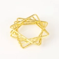 Golden geometric square stacked napkin ring crafted from zinc alloy for home decor - Geometric Square Stacked Style