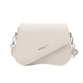 Bolso bandolera cuadrado blanco roto con solapa asimétrica y eslogan de moda - Blanco