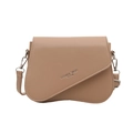 Bolso de hombro marrón claro minimalista con solapa e impresión Fashion Trend Est 1996 - Caqui