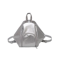 Metallic silver geometric backpack with adjustable straps and front zipper pocket - Silver