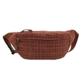 Sac de poitrine quadrillé brun rougeâtre avec sangle en nylon et boucle de sécurité - Marron