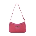 Rosa Handtasche mit Webstruktur, goldener Schleife und Schultergurt aus Kunstleder - Rosa