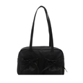 Elegante borsa tote nera di grande capacità con tasche a fiocco e sottili spallacci - Senza ciondolo / Nero