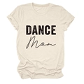 Dettaglio piatto della t-shirt beige a girocollo con stampa grafica nera DANCE Mom - S / Sabbia (Testo Nero)