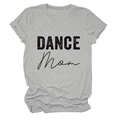 Close-up of grey Dance Mom t-shirt showing soft cotton fabric and rolled cuff detail - Light Grey (Black Text)