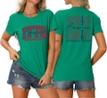 Detailed front and back view of green 1776 America 250 Years of Freedom t-shirt - Dark Green