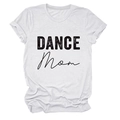 Close-up of white cotton T-shirt featuring black DANCE Mom artistic typography print - White (Black Text)