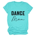 Detailed view of the teal crewneck cotton t-shirt with black DANCE Mom graphic print - Deep Water Blue (Black Text)
