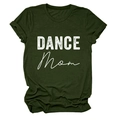 Flat lay detail of an army green cotton T-shirt featuring a white DANCE Mom graphic print - Army Green (White Text)