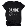 Close-up of DANCE MOM print on black cotton t-shirt with crew neck and folded sleeves - Black (White Text)