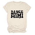 Dettaglio della t-shirt beige con testo Dance Mimi nero e stampa a cuore - S / Sabbia (Font Nero)