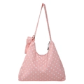 Borsa a spalla in tela rosa a pois bianchi con chiusura a cerniera superiore - Rosa a Pois