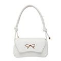 Borsa sottobraccio in pelle bianca minimalista con elegante fiocco in metallo oro - Bianco