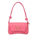 Borsa a spalla rosa con fibbia a fiocco dorato e dettaglio nodo sulla tracolla - Rosa