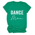 Detail of green DANCE MOM t-shirt showing crew neck and folded sleeve stitching - Ink Green (White Text)
