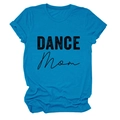 Sky blue cotton t-shirt featuring bold black DANCE Mom print and round neckline design - Lake Blue (Black Text)