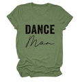 Detailed close-up of olive green DANCE Mom printed cotton t-shirt with crew neck - Olive Green (Black Text)