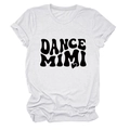 Detail of white cotton T-shirt featuring DANCE MIMI black art lettering and heart icon - White (Black Font)