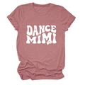 Detail of soft dusty pink crew neck T-shirt featuring white DANCE MIMI heart print - Rose Gold (White Font)