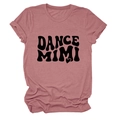 Detail of soft cotton crew neck T-shirt with vintage DANCE MIMI art text print - Rose Gold (Black Font)
