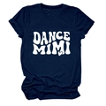 Detailed view of the soft navy blue cotton fabric with white Dance Mimi wave print - Navy Blue (White Font)