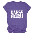 Detail of purple cotton T-shirt featuring DANCE MIMI logo print and soft marl texture - Purple (White Font)