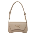 Borsa a spalla color albicocca minimalista con fiocco dorato e tracolla con nodi - Cachi