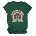 Detail of roll-up sleeves and slogan print on dark green melange cotton t-shirt - S / Tops / Retro Green (White Text)