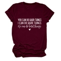 Detail of inspirational white text and heart print on a burgundy cotton t-shirt - Wine Red (White Font)