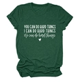 Detail of rolled sleeves and white heart print on a dark green textured cotton T-shirt - Retro Green (White Font)