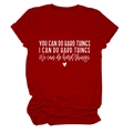 Detailed view of dark red t-shirt with You Can Do Hard Things white screen print - Red (White Font)