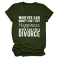 Detail of olive green crew neck T-shirt with white quote print on smooth cotton fabric - Army Green (White Font)